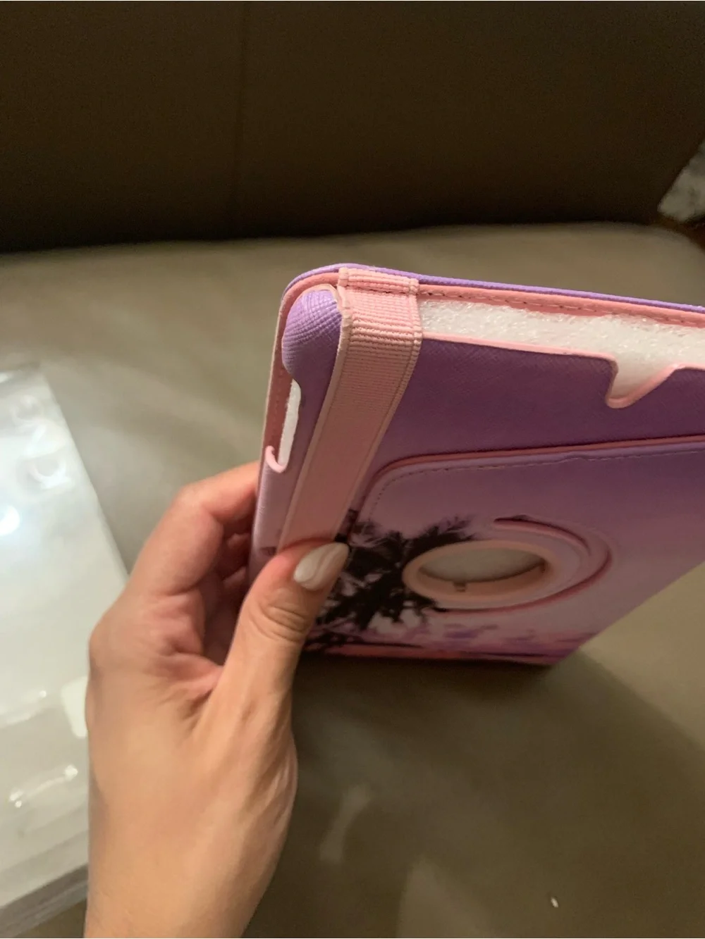 Apple IPad Mini Pink & Purple Palm Sunset Rotating Tablet Case